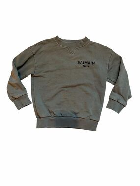 Balmain Olive Green Ribbed Neck Sweatshirt